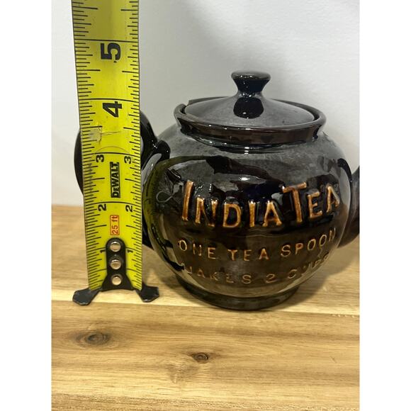 Vintage Brown Betty Style 'India Tea' Tea Pot - Maker Unknown - Picture 2 of 9